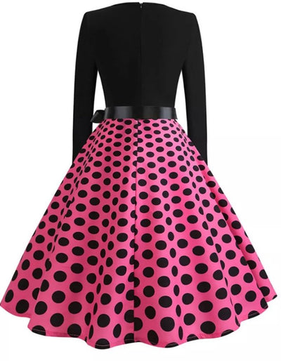Vintage Pin Up Klänning Rosa Prickar