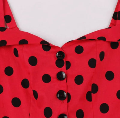 Vintage Pin Up Klänning Röda Prickar