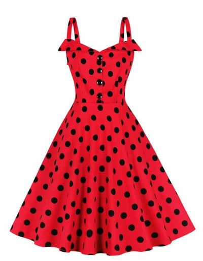 Vintage Pin Up Klänning Röda Prickar