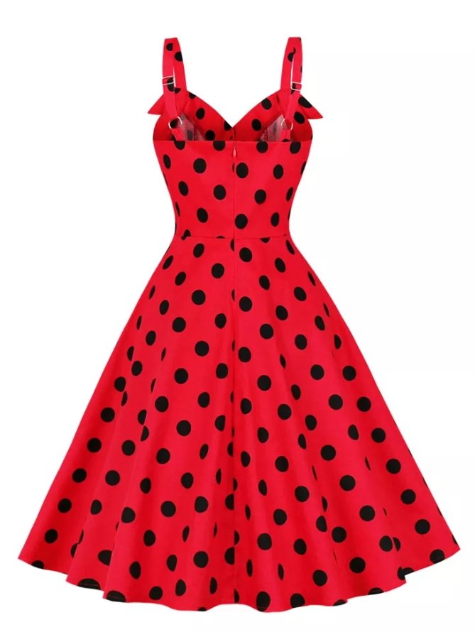 Vintage Pin Up Klänning Röda Prickar