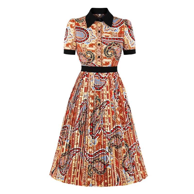 Orange Veckad Vintageklänning