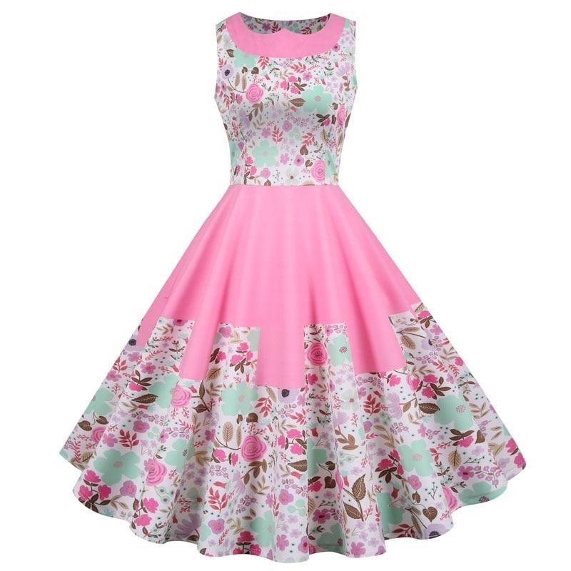 Vintage Princess Klänning Rosa Blommor