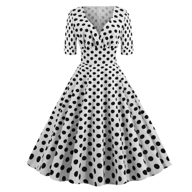 Vintage Rockabilly Klänning 50-Tal Vita Prickar