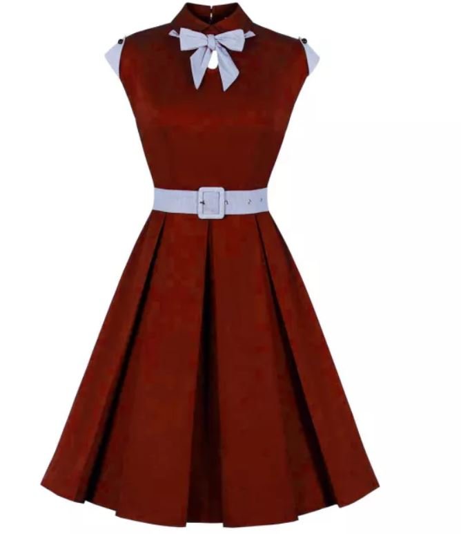 Vintage Rockabilly Klänning 50-Tal Burgundy