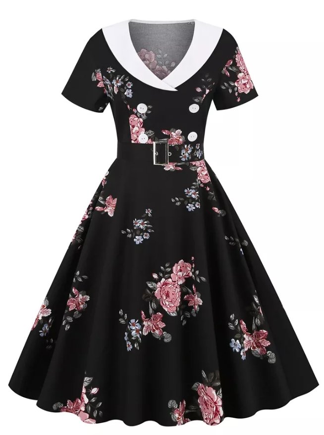 Vintage Rockabilly Klänning 50-Talsblommor