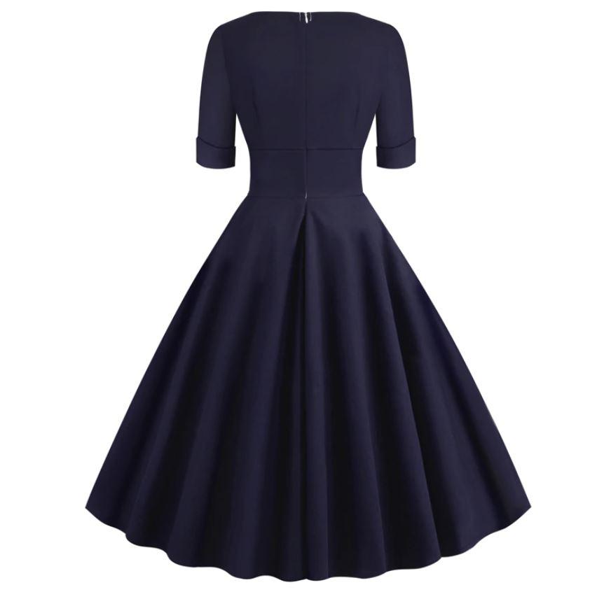 Vintage Rockabilly Klänning 50-Tal Marinblå