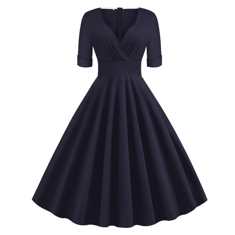 Vintage Rockabilly Klänning 50-Tal Marinblå