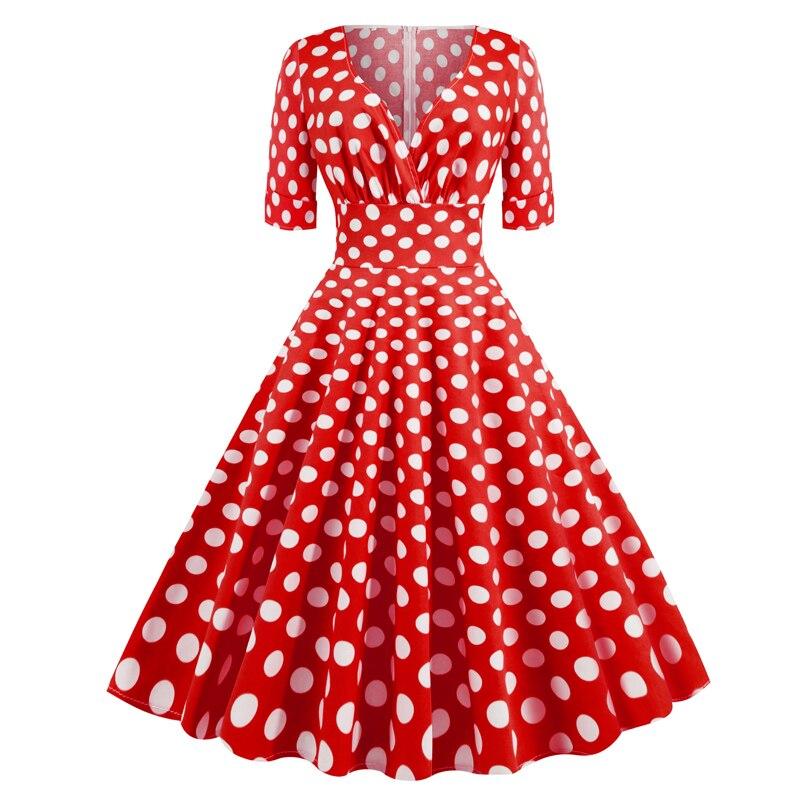 Vintage Rockabilly Klänning 50-Tal Röda Polka Dots