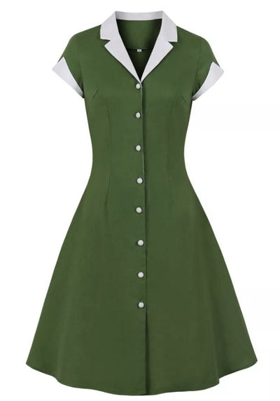 Vintage Rockabilly Klänning 50-Tal Grön
