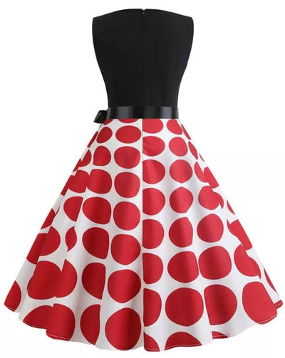 Vintage Röd Och Svart Rockabilly Klänning