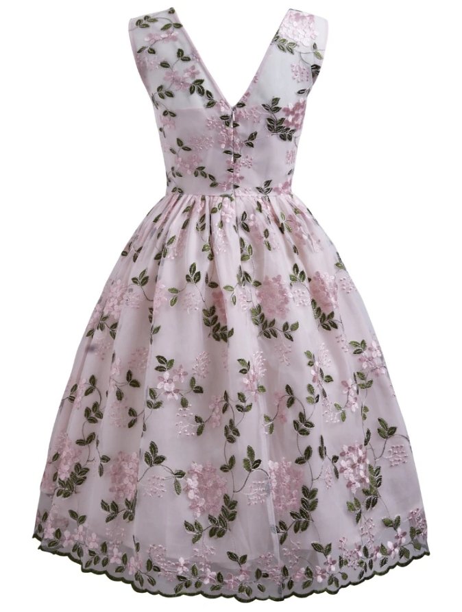 Vintage Rose Broderad Klänning