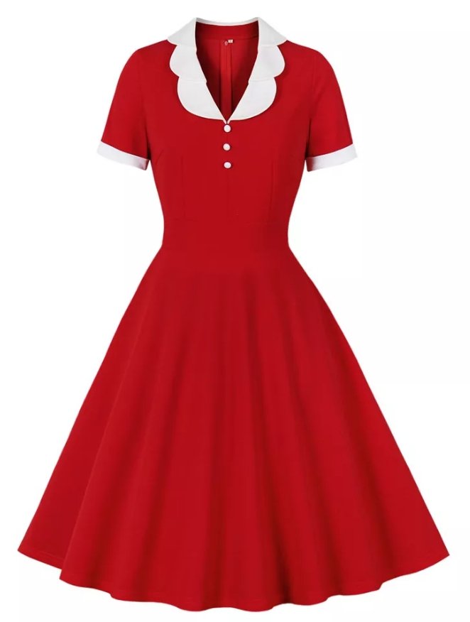 Passionsröd Vintageklänning
