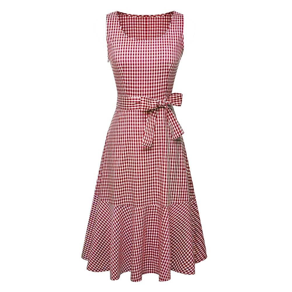 Röd Ärmlös Vintageklänning
