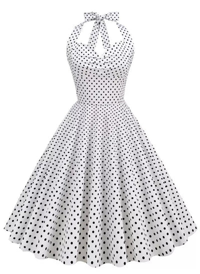 Vintage Sexig Pin Up Klänning Vit