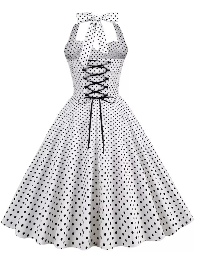 Vintage Sexig Pin Up Klänning Vit