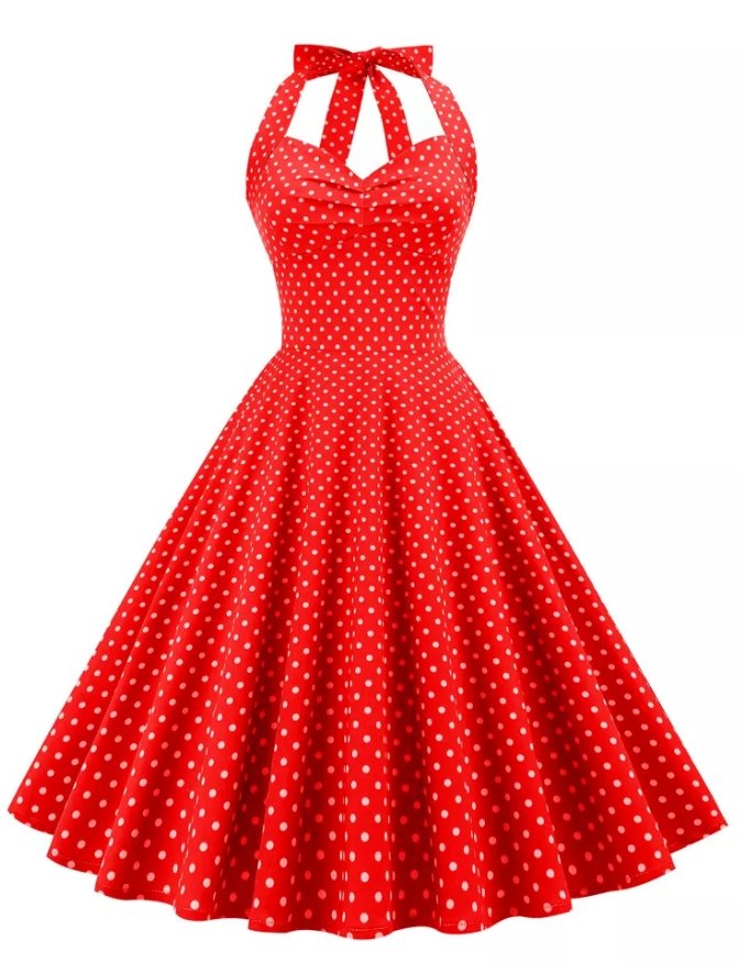 Vintage Sexig Pin Up Röd Klänning