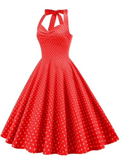 Vintage Sexig Pin Up Röd Klänning