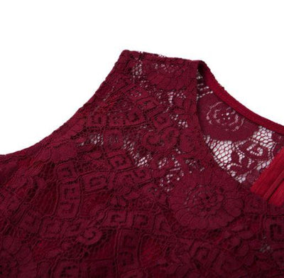 Vintage Chic Aftonklänning Burgundy