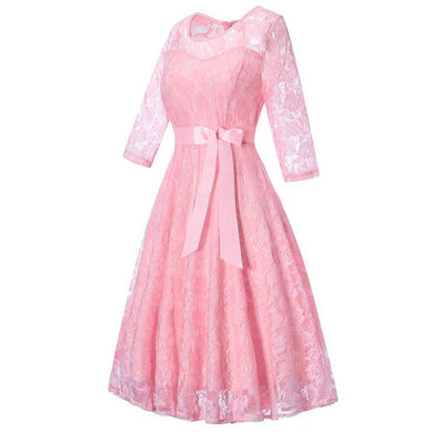 Vintage Långärmad Rosa Aftonklänning