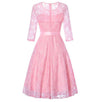 Vintage Långärmad Rosa Aftonklänning