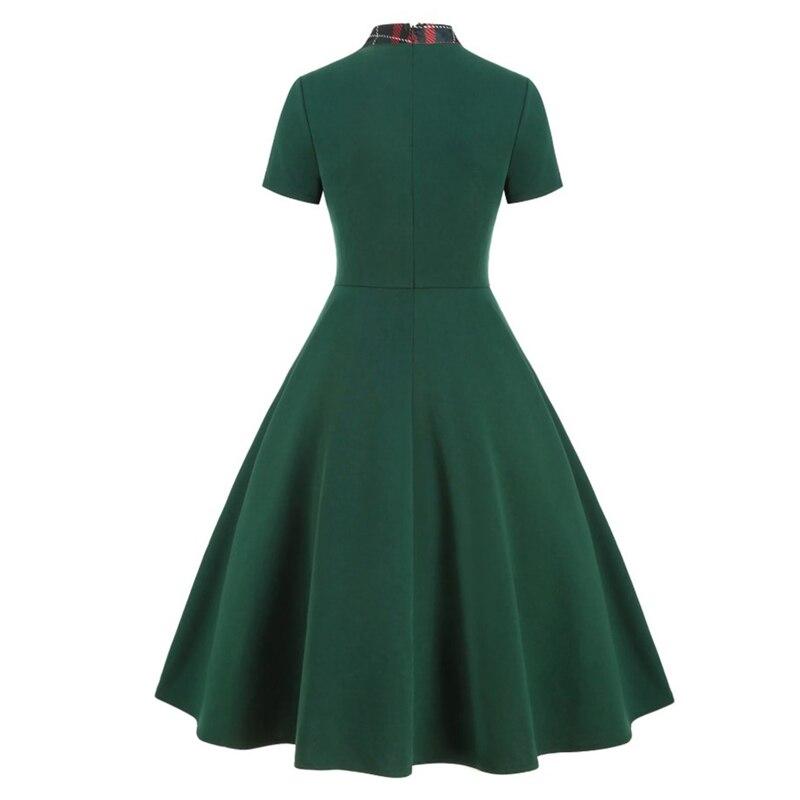 Vintage Grön Tartan Klänning