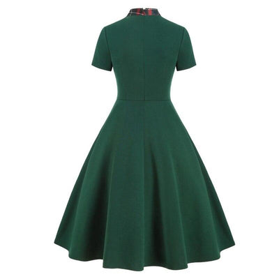 Vintage Grön Tartan Klänning