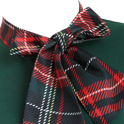 Vintage Grön Tartan Klänning