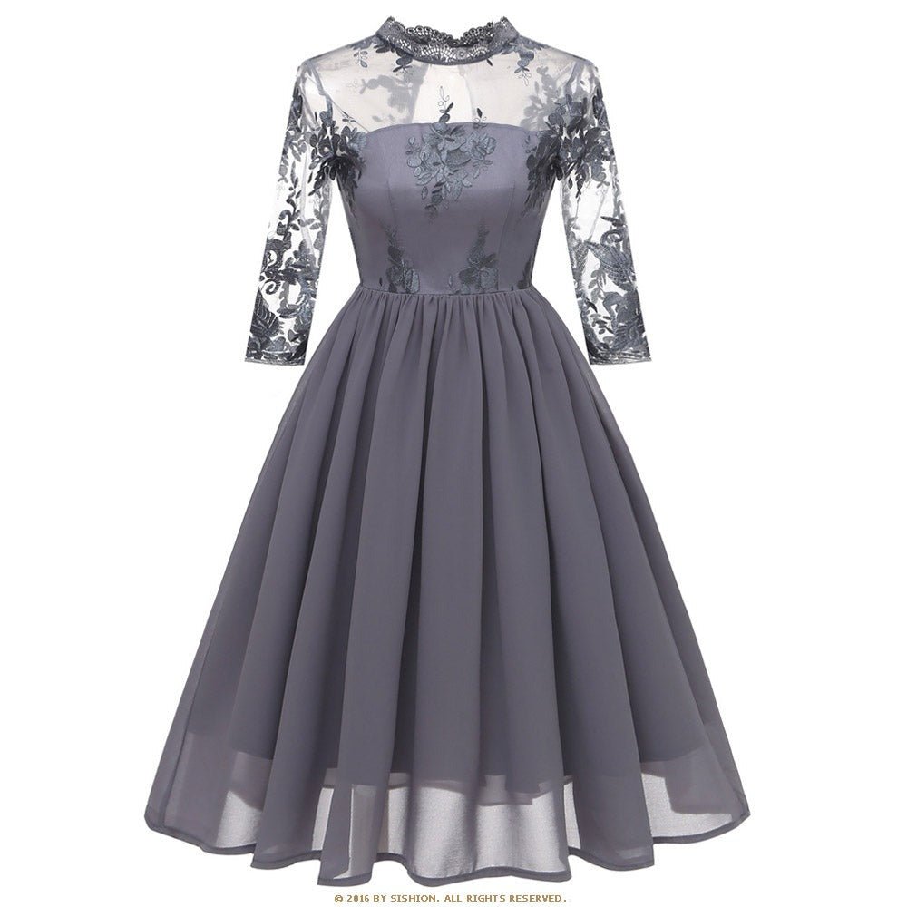 Trendig Vintageklänning Grå