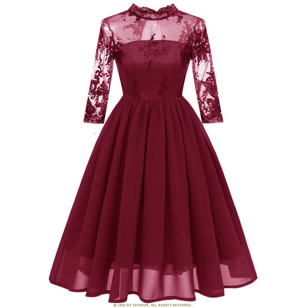 Vintage Burgundy Voile Klänning