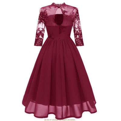 Vintage Burgundy Voile Klänning