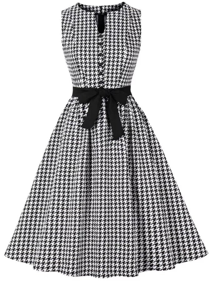 Vintage Svart Och Vit Gingham Klänning