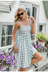 Vintage Grön Gingham Klänning