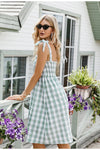 Vintage Grön Gingham Klänning