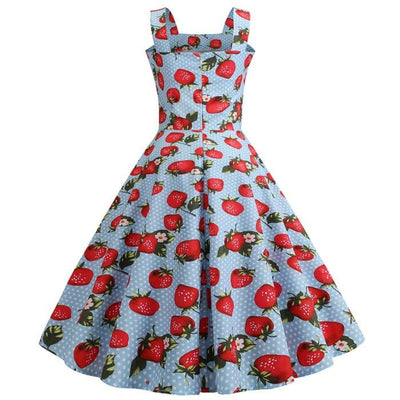 Vintage 1950 Strawberry Blue Klänning