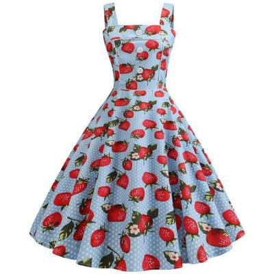 Vintage 1950 Strawberry Blue Klänning