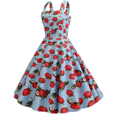 Vintage 1950 Strawberry Blue Klänning