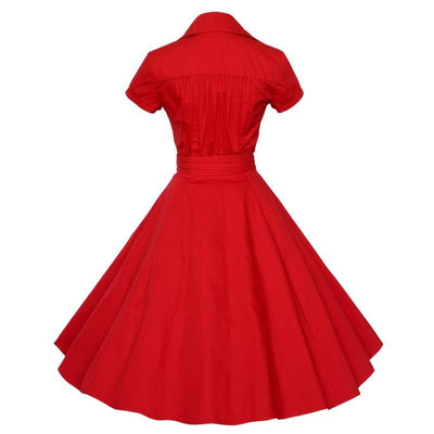 Vintage 50-Tals Solid Röd Klänning