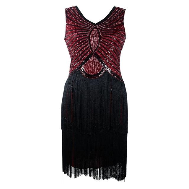 Vintage 1920-Tal Art Deco Burgundy Klänning