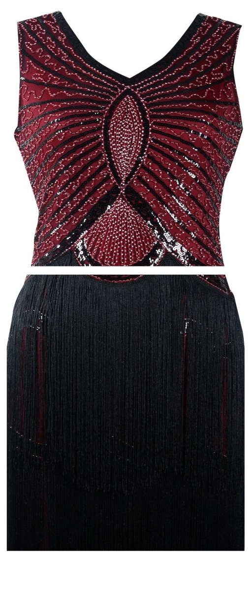 Vintage 1920-Tal Art Deco Burgundy Klänning