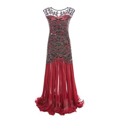 Vintage 20s Flapper Röd Klänning