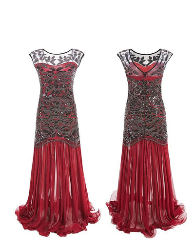 Vintage 20s Flapper Röd Klänning