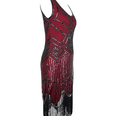 Vintage 20-Tal Gatsby Klänning Burgundy