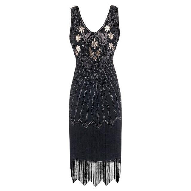Vintage 20s Plus Size Klänning Svart Guld