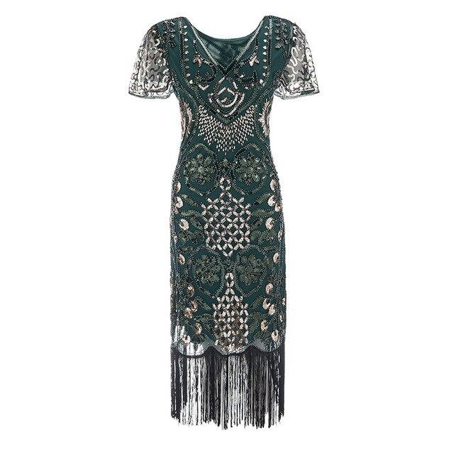 Vintage 20s Plus Size Grön Klänning