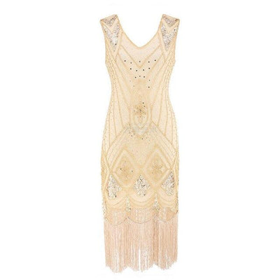 Vintage 20-Tals Paljettklänning Beige