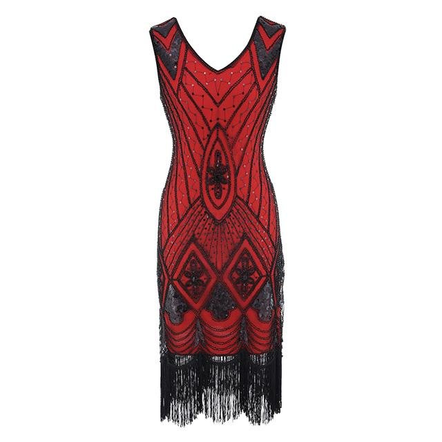 Vintage 20-Tals Röd Paljettklänning