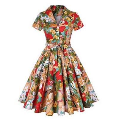 Vintage Klänning Plus Storlek 60-Tal Pin Up