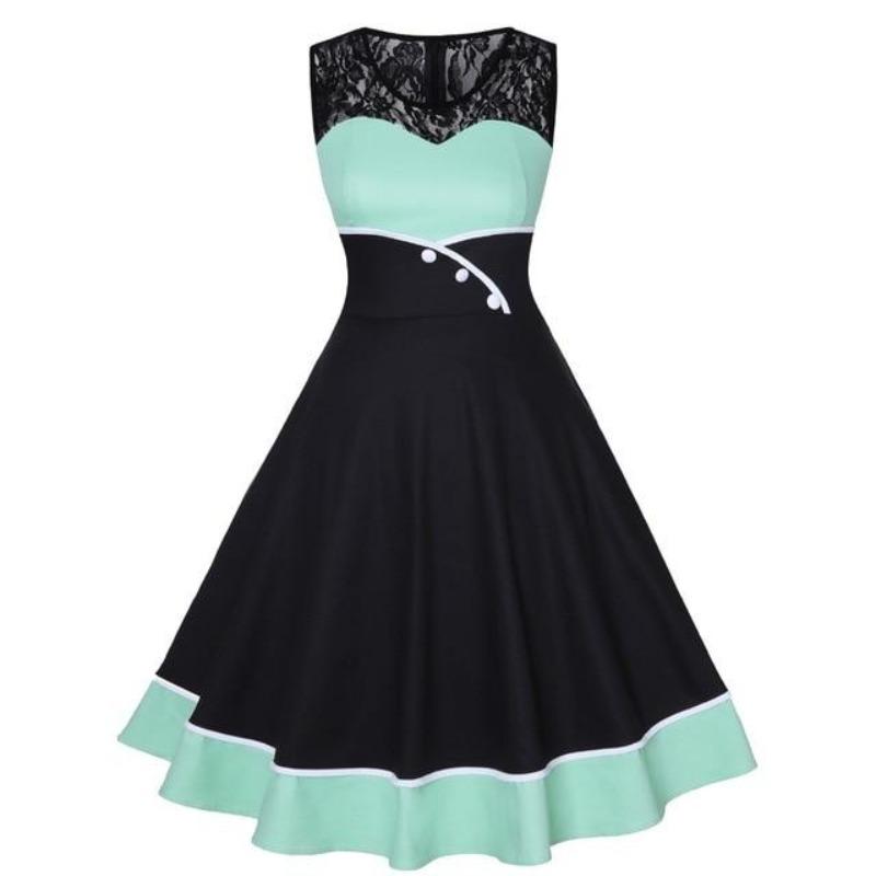 Vintage Plus Size Pastell Spets Klänning