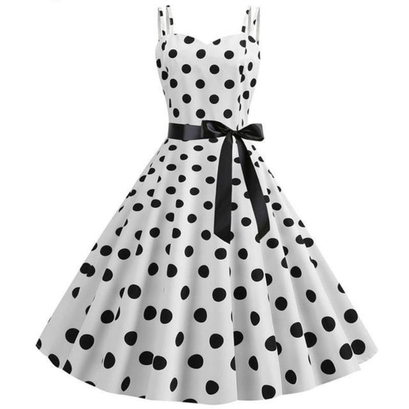 Vintage Rockabilly Klänning Vita Prickar