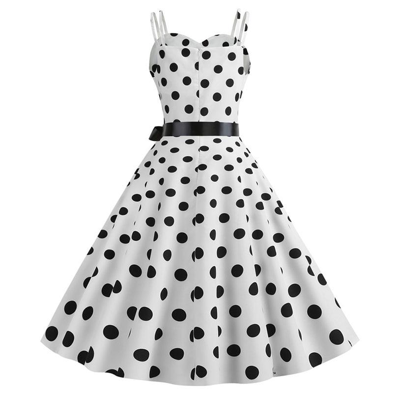 Vintage Rockabilly Klänning Vita Prickar